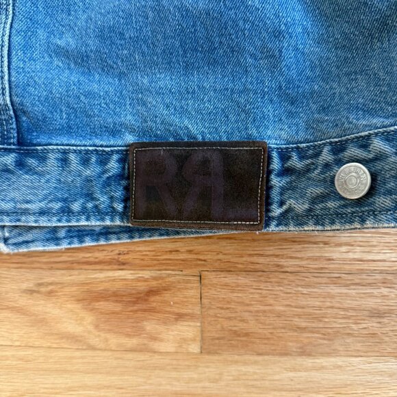 Ralph Lauren Double RL Blue Denim Jacket with Tan Collar - Picture 7 of 11